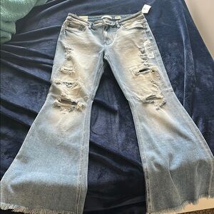 Distressed Blue Flare Jeans